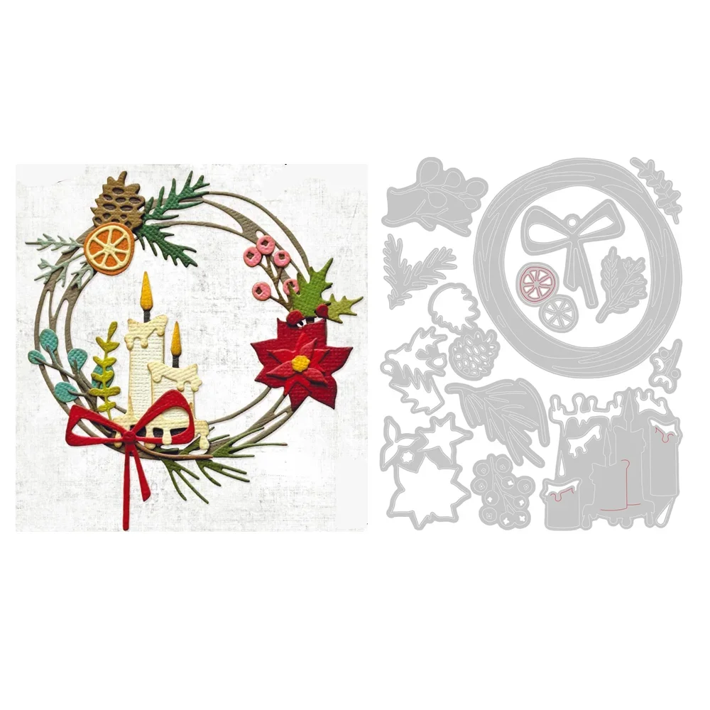 Description Picture 6 of itemChristmas Magic Snowflake Skiing Festive Wreath Cutting Dies for Scrapbooking Supplies New Paper Making Frame Craft Card