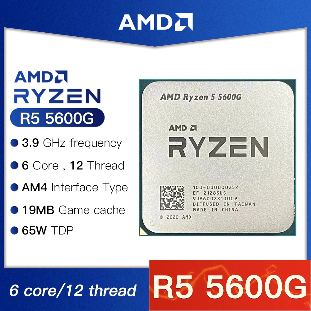  AMD New Ryzen 5 5600G CPU R5 5600G New Game Processor Socket AM4 3.9GHz 6 Core12Threads 65W DDR4 Performance Desktop Accessories 