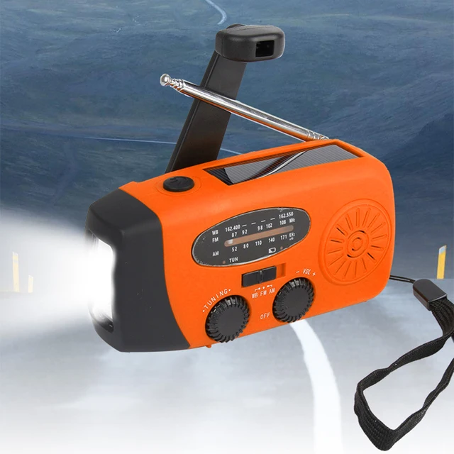 Radio De Survie Solaire 5000mAh - Manivelle, Lampe Torche - Pour Camping Et Extérieur