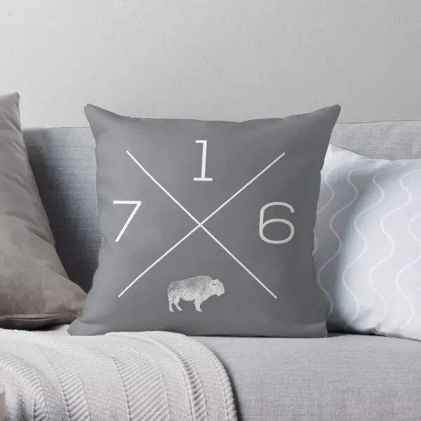 

716 Buffalo Ny Grey Printing Throw Pillow Cover Cushion Throw Soft Anime Wedding Bed Waist Pillows not include One Side