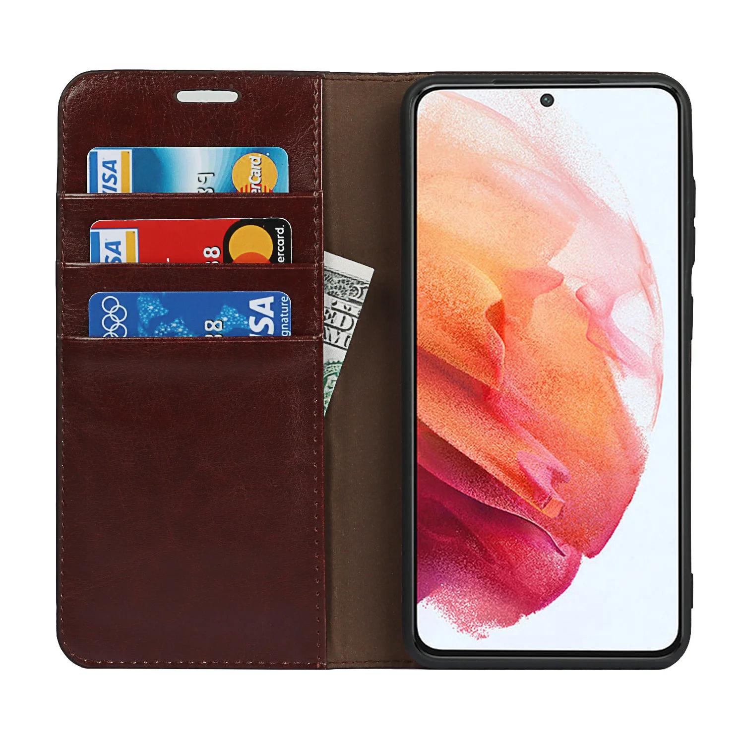 100% Real Genuine Leather Flip for Samsung Galaxy S20 S21 S22 Ultra Plus A53 A33 A52 A72 5G Case Wallet with Credit Card Holder galaxy s22 ultra flip case