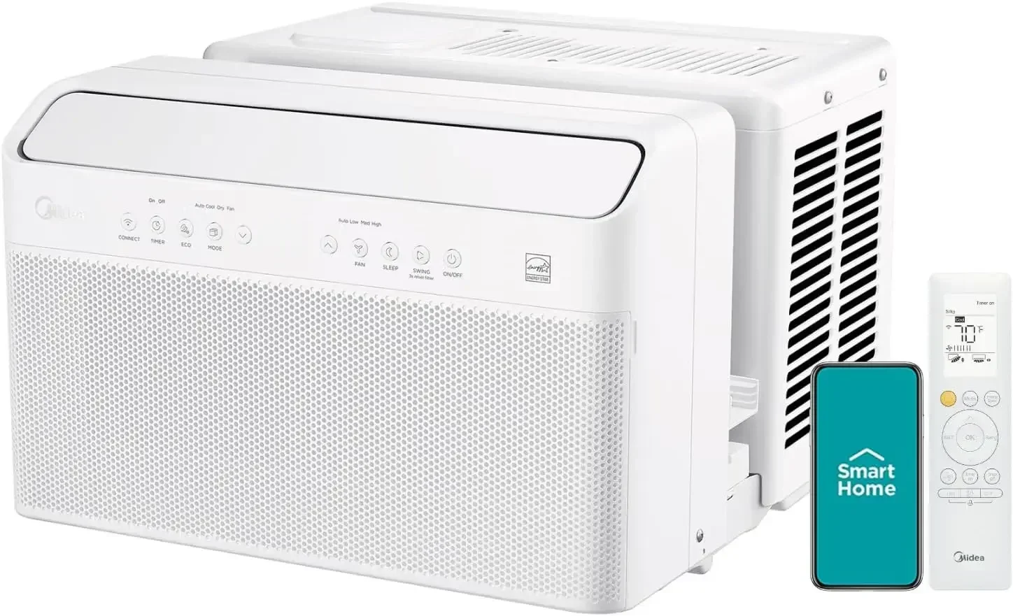 8,000BTU U-Shaped Smart Inverter Air Conditioner Cools up to 350 Sq. Ft. Open Window Flexibility 35% Energy Savings