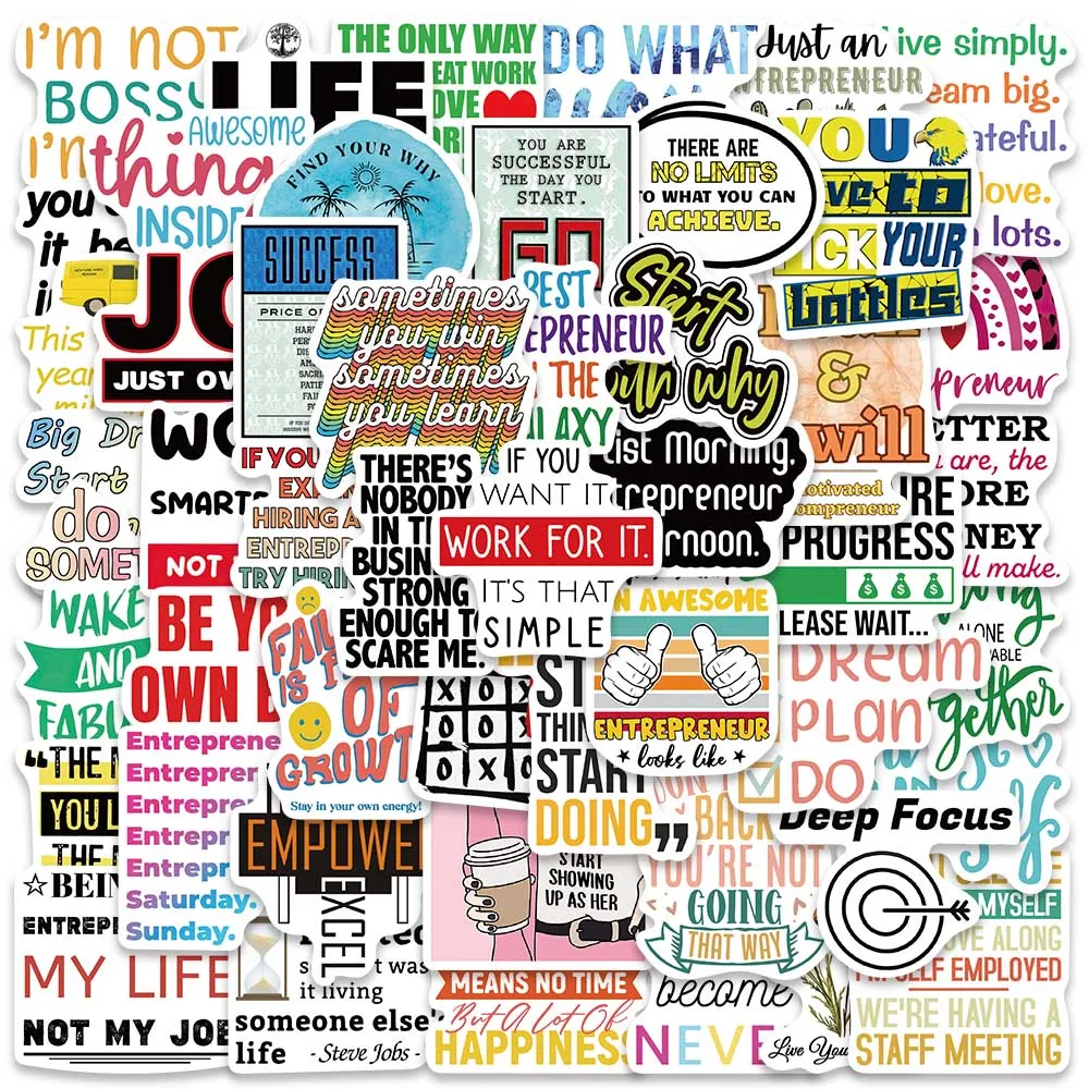 

50PCS Entrepreneur Quotes Graffiti Wealth Lucky Stickers Aesthetic Decal for Laptop Scrapbooking Laptop Bottle DIY Sticker