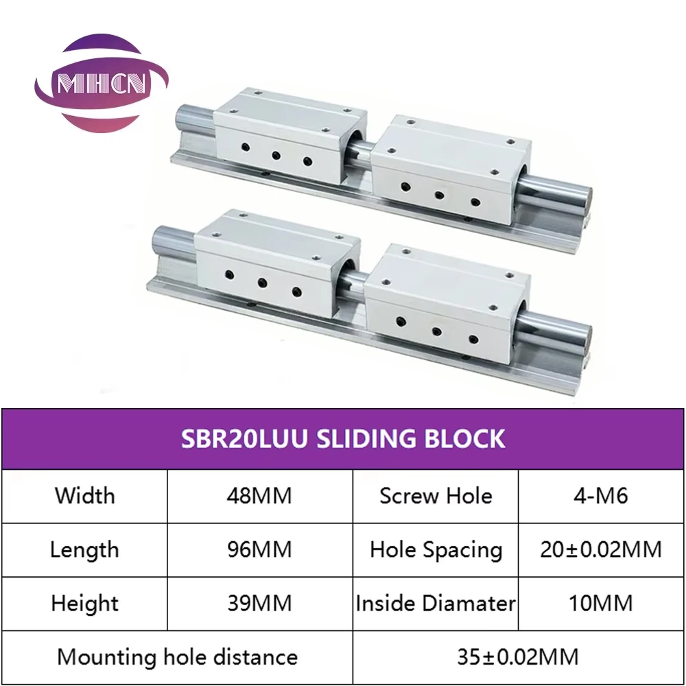 CNCMANS 2 stuks SBR20 800 mm lineaire rail, geleidingsrail met 4 stuks SBR20UU lineaire lagers, glijblok, lagerblok en 4 stuks 20 mm aanslagbeveiligingsring voor 3D-printer CNCMANS 2 stuks SBR20 800 mm lineaire rail, geleidingsrail met 4 stuks SBR20UU lineaire lagers, glijblok, lagerblok en 4 stuks 20 mm aanslagbeveiligingsring voor 3D-printer