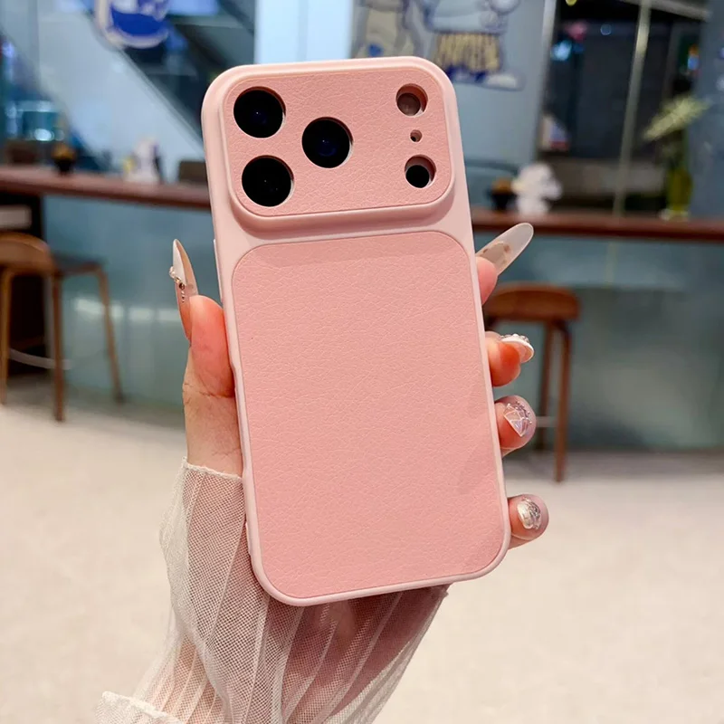Luxury Matte Leather Texture Shockproof Phone Case with Camera Protection