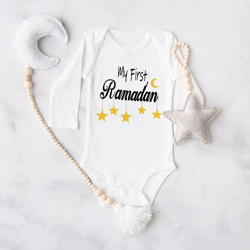 My First Eid Baby Bodysuits Eid Long Sleeve Boys Girls Rompers Infant Jumpsuits 1st Eid Newborn Clothes Baby Ramadan Outfits 3