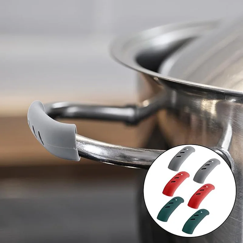 6Pcs Silicone Heat Insulation Pot Handle Non-slip Pot Handle Cover Heat Insulation Handle Grip Set Kitchen Gadgets
