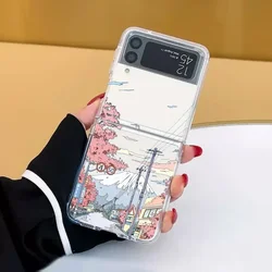 Anime Scenery Transparent Clear Landscape Phone Case - Galaxy ZFlip 4 (Style 1)