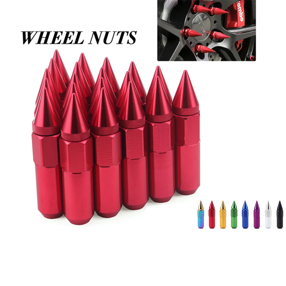 

20Pcs/Set M12XP1.25 or M12XP1.5 Purple/Blue Racing Style 87mm Aluminium Spike Wheel Rims Lug Nuts for Majorities of Vehicle Mo