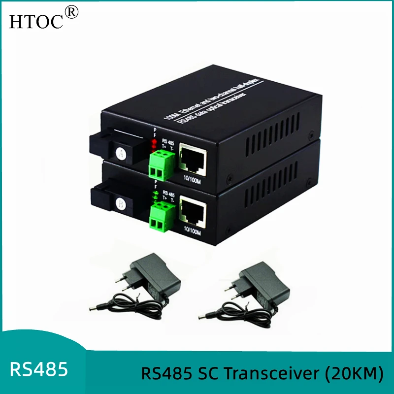 HTOC RS485 Fiber Optic Transceiver Bidirectional Network Optical End Machine Converter 20km SC Single Mode Single Fiber 10/100M 1pc suitable for household vacuum cleaner accessories adapter 5 layer reducer machine brush conversion head five layer converter