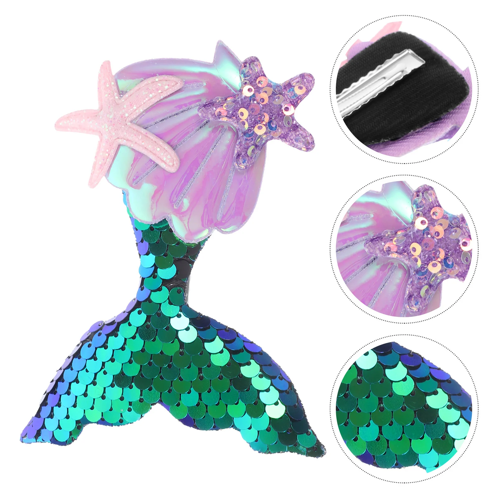 

2 Pcs Children's Mermaid Hair Clip Girl Accessories Flower for Wedding Princess Girls Sequin Cloth Baby Clips