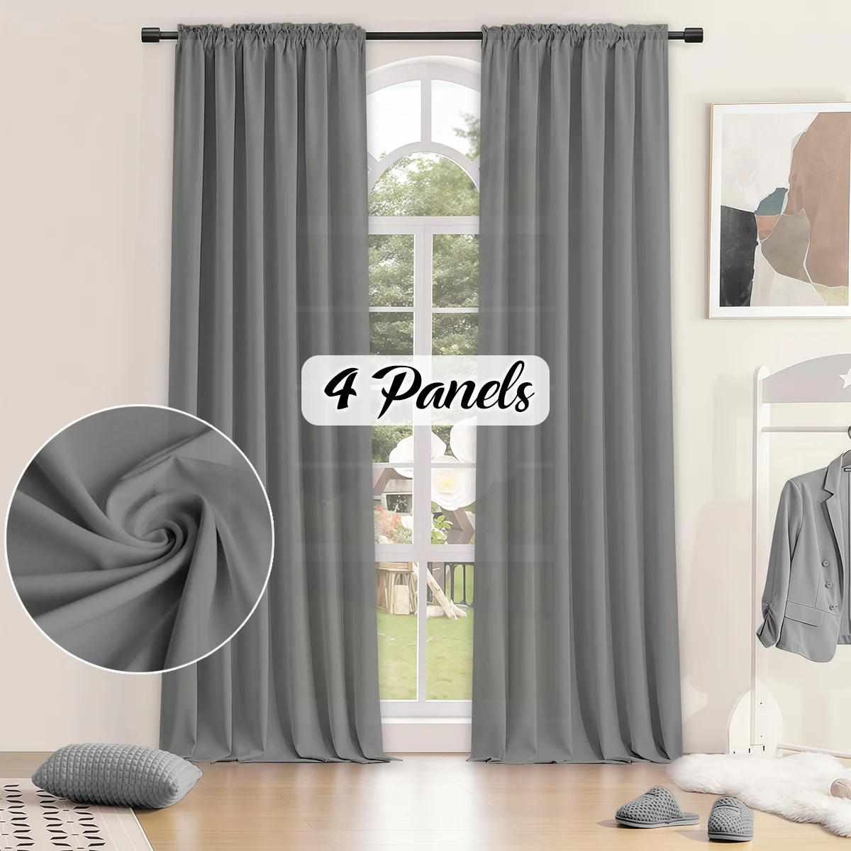 Grey light filtering curtains