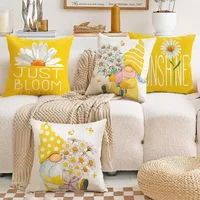 40x40cm Outdoor Yellow Pillowcase Spring and Summer Decoration Cushion Cover Family Decoration Garden Sofa Daisy 1