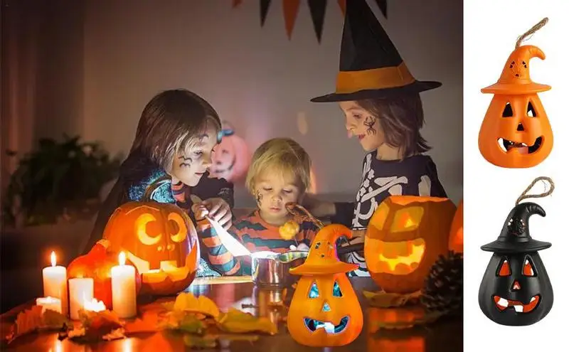 

Halloween Pumpkin Lantern With LED Light Led Candle Lights Theme Scene Layout Ornaments Haunted House Party Supplies Accessories