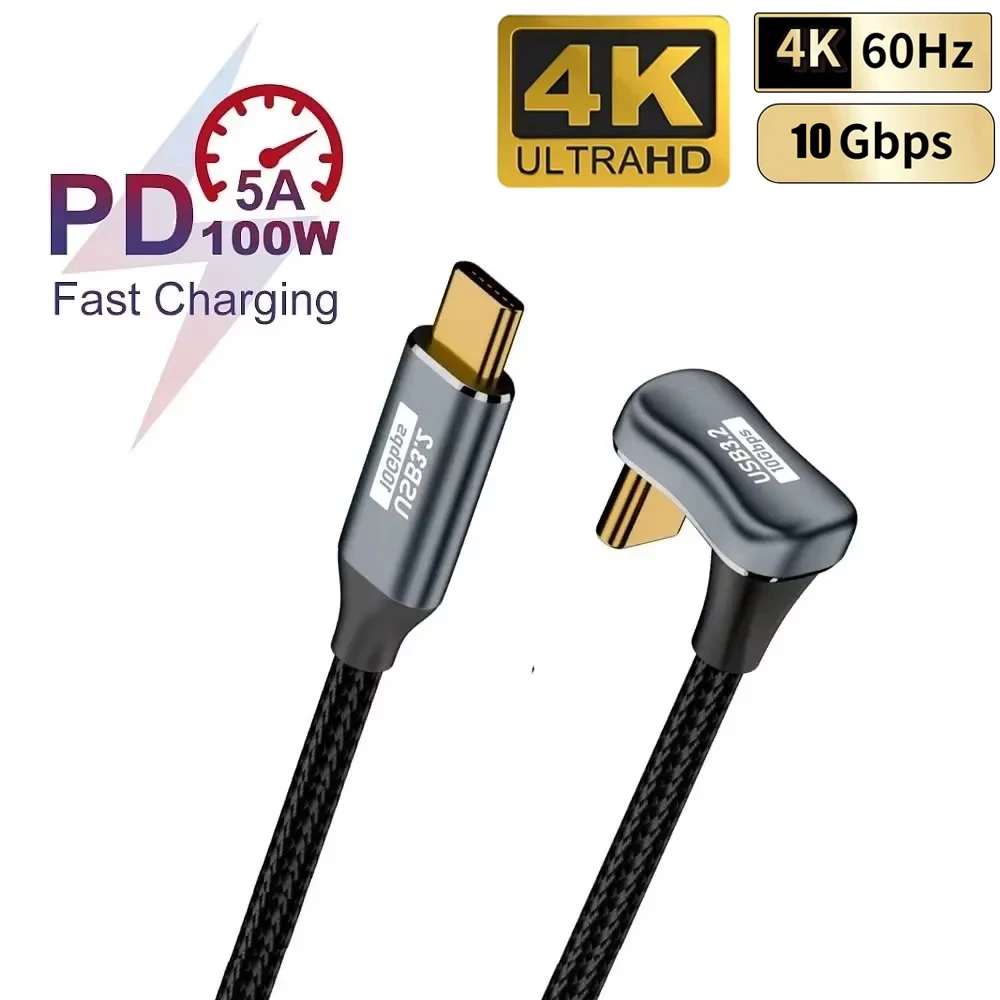 High-Speed U-Shape USB-C to USB-C Cable with 100W Power Delivery