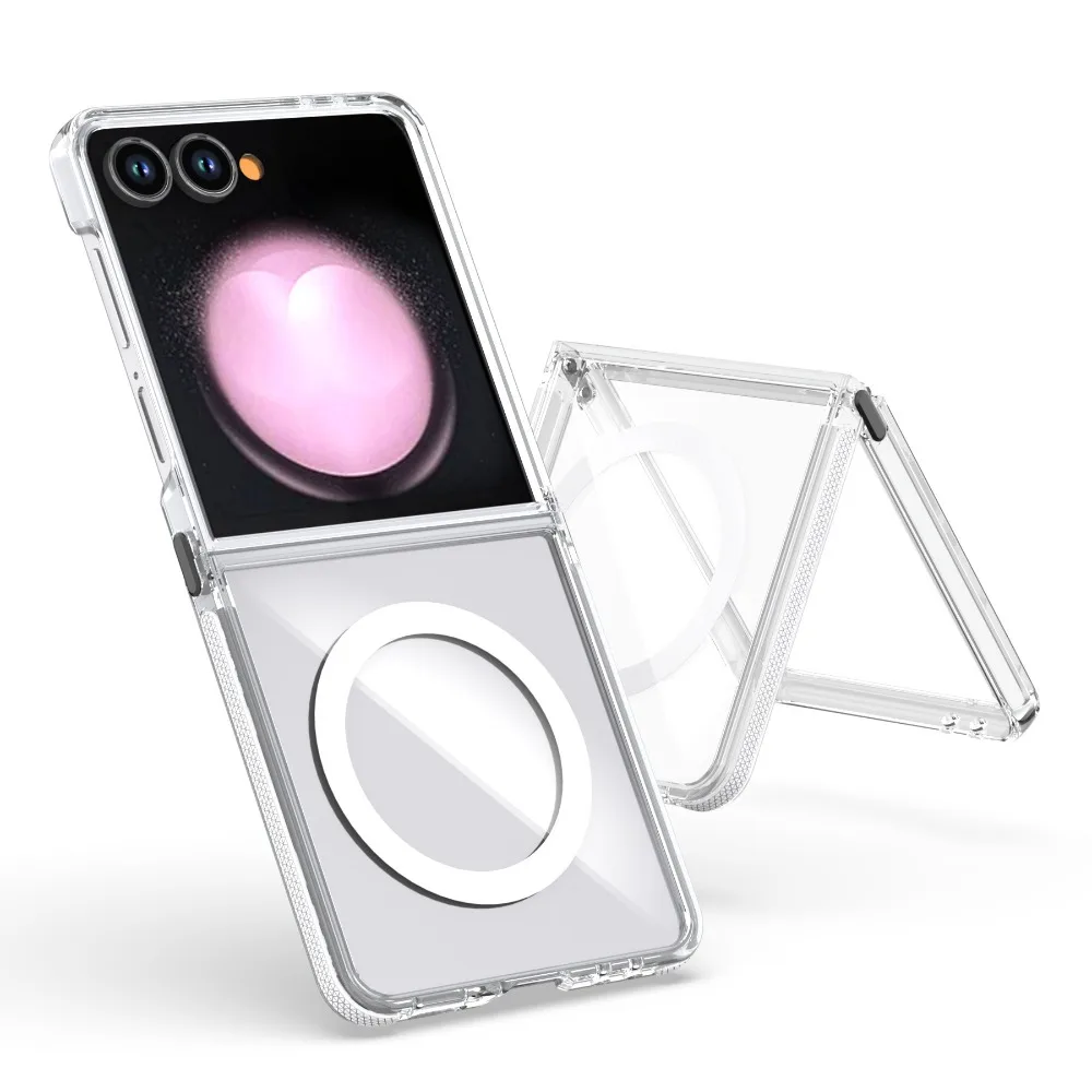 Luxury Transparent PC Case with MagSafe Wireless Charging and Hinge Protection - Shockproof Design