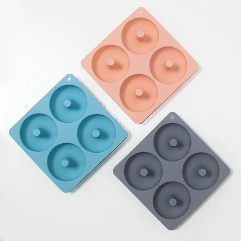 

18.5*18.5cm Doughnut Mold Silicone 4 Holes Mousse Cake Mould Fondant Chocolate Donuts Maker Baking Tools For Kitchen Accessorie