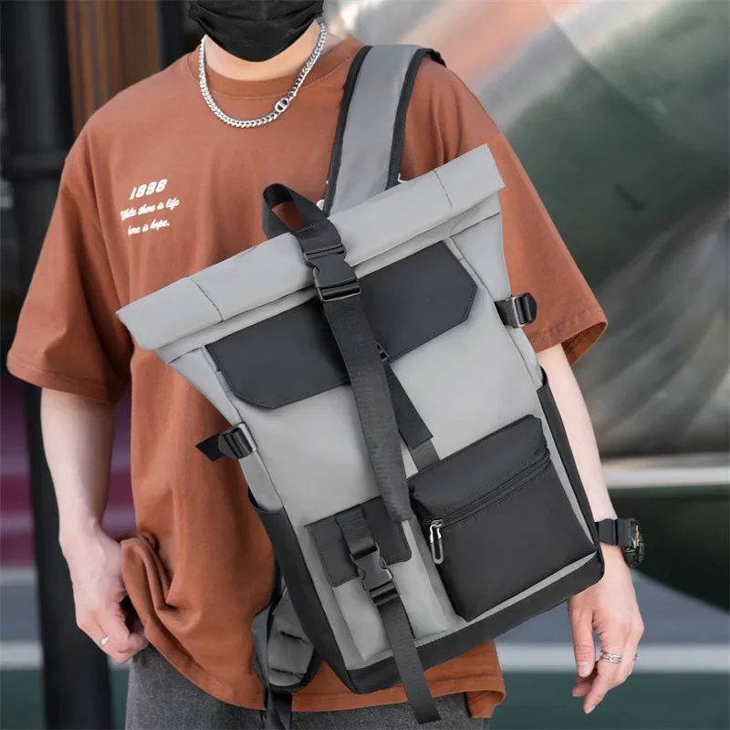 New Men's Backpack Oxford Cloth Student Schoolbag Solid Color Splash-proof 14-inch Computer Bag Men's Travel Bag Hot Sale 5