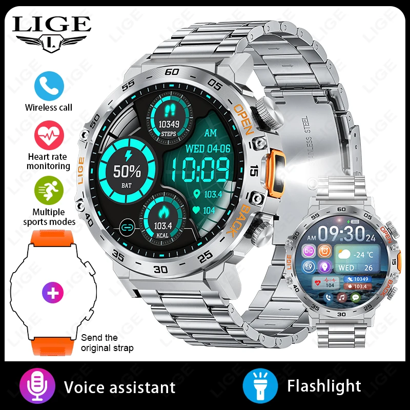 LIGE 2024 Smart Watch Men 360 360 AMOLED HD Screen Waterproof Sport Fitness - Picture 30 of 30