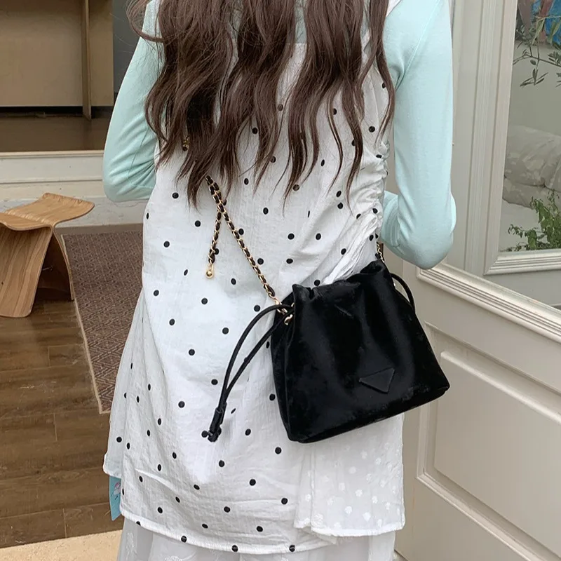 Bucket Bag Solid Color Crossbody Bags for Women Luxury Designer Sling Shoulder Handbags Female Leather Small Tote Bag
