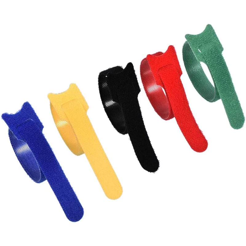 tsnetworks Klittenband-kabelbinders in 5 verschillende kleuren, herbruikbare klittenbandbinders voor pc, audio, tv, kantoor, koordbinder, riem met klittenbandsluiting