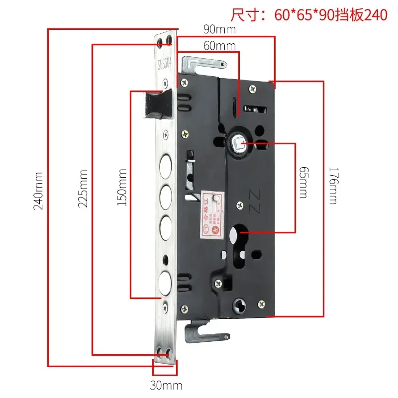 Mechanical Lock Body for Anti-theft Door Lock Engineering 24 * 240 Square Head 30 * 240 Cylindrical Body