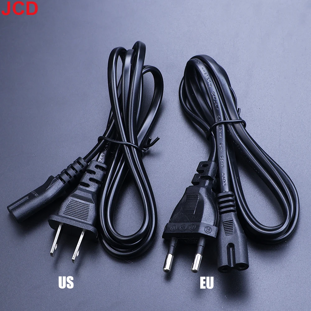 JCD 1개 EU US AC 전원 케이블 2핀 IEC C7 전원 연장선 PS2 PS3 슬림 PS4 PS5 PSP PSV CD 플레이어 노트북 라디오용