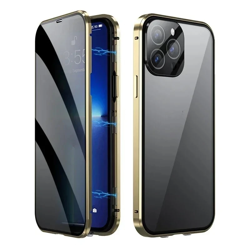 360° Full Protection Anti-Peeping Privacy Magnetic Double-Sided Glass Case