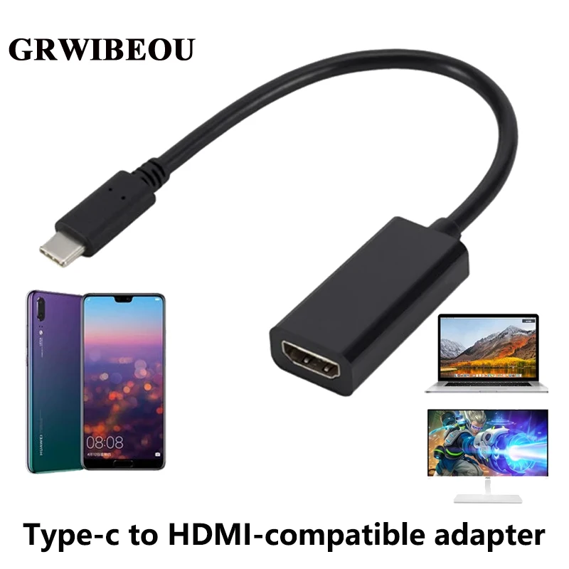 Grwibeou Adattatore Da Usb C A Hdmi Cavo 4K 30Hz Tipo C Hdmi Per Macbook Samsung Galaxy S10 Huawei Mate P20 Pro Usb-C Adattatore Hdmi