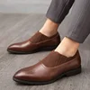 Four Seasons New Men's Brogue Pointed Leather Shoes Large Size Business Formal Leather Shoes British Style Wedding Shoes PX3801 4
