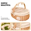 Wicker Storage Basket Metal Shopping Fruit for Kitchen Picnic Foldable Woven Decorative Tray 4