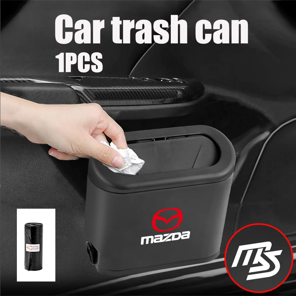 Per Mazda Ms 3 6 Cx-5 Bt-50 Cx-30 Axela Black Universal Car Trash Can Push-Type Storage Box Flip-Top Cestino Accessori Auto