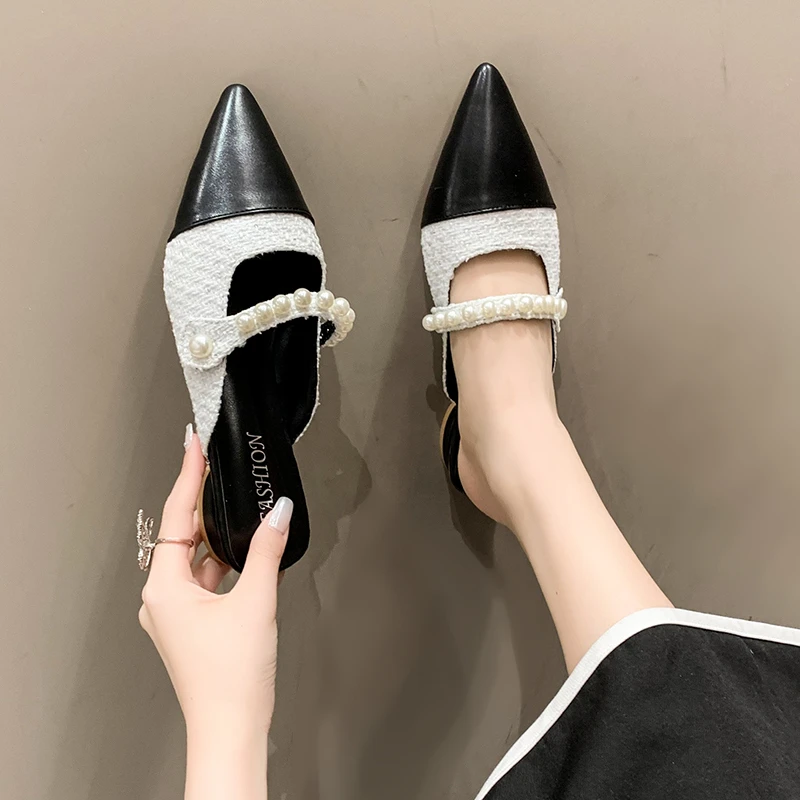 

Модная женская летняя обувь BCEBYL с острым носком и украшением из жемчуга, дышащая элегантная Сексуальная Повседневная обувь