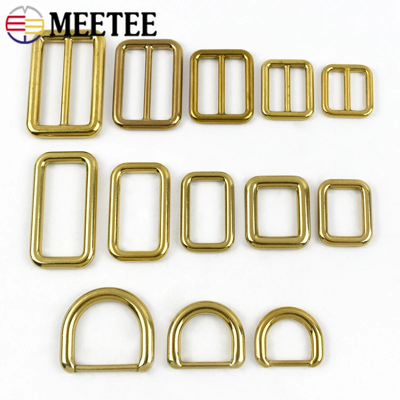 Set of 5 Solid Brass Adjustable Strap Buckles