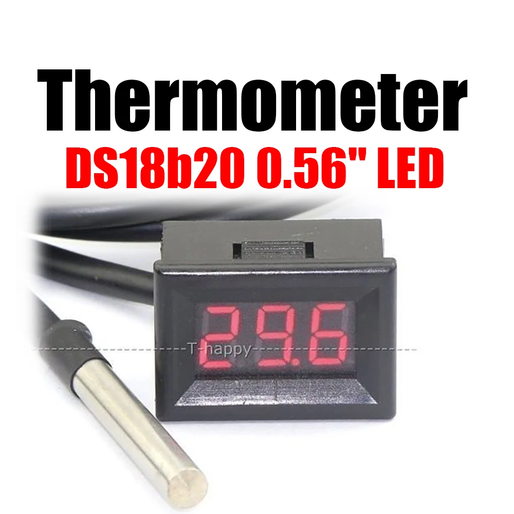 Led Termômetro Digital Termômetro do Carro Água do Tanque de Peixes 12v 24v 056 Ds18b20