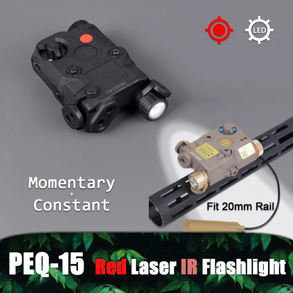 

Тактический светодиодный индикатор лазерного прицела с красной точкой из нейлона, с белой лампой и ИК-линзой, фонарь для страйкбола 20 мм AR15