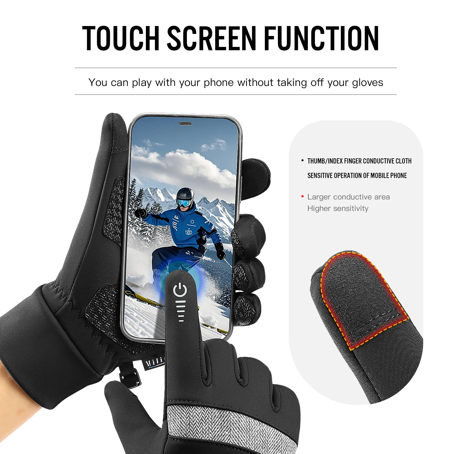 Mountaineering Hiking Camping Cycling Gloves Winter Touch Screen Bicycle Gloves Outdoor Windproof Motorcycle Warm Bike Gloves