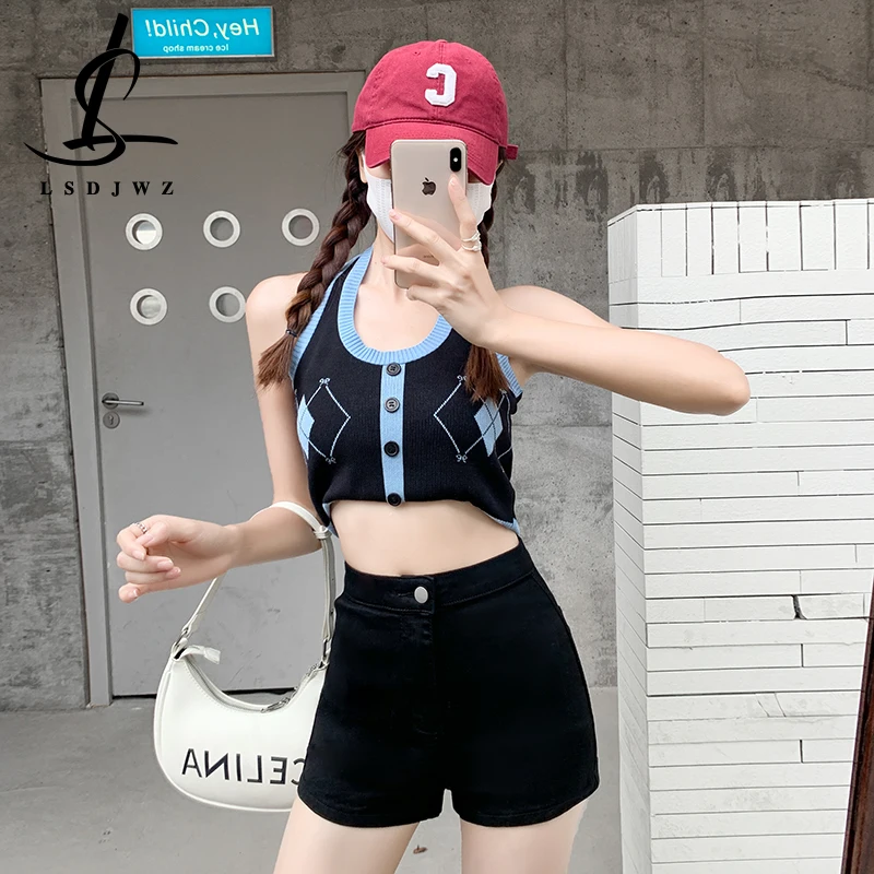 

Women's Denim Shorts Korean Fashion Pants Woman Summer 2023 Streetwear Y2k Black Jeans Clothes High Waist Clothing