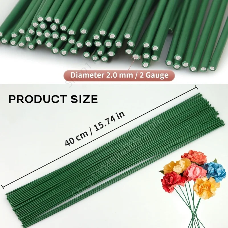 5-50Pcs 2mm Green Floral Wire Stems for Florist Flower Arrangement 30 40cm DIY Wedding Handmade Material Decor Accessoies