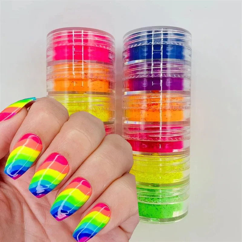 12 Box Set Neon Nail Powder Eyeshadow Dust Fluorenscence Effect Nails  Glitter Pigment Chrome Dust Diy Nail Glitter Decor Dust - Nail Glitter -  AliExpress