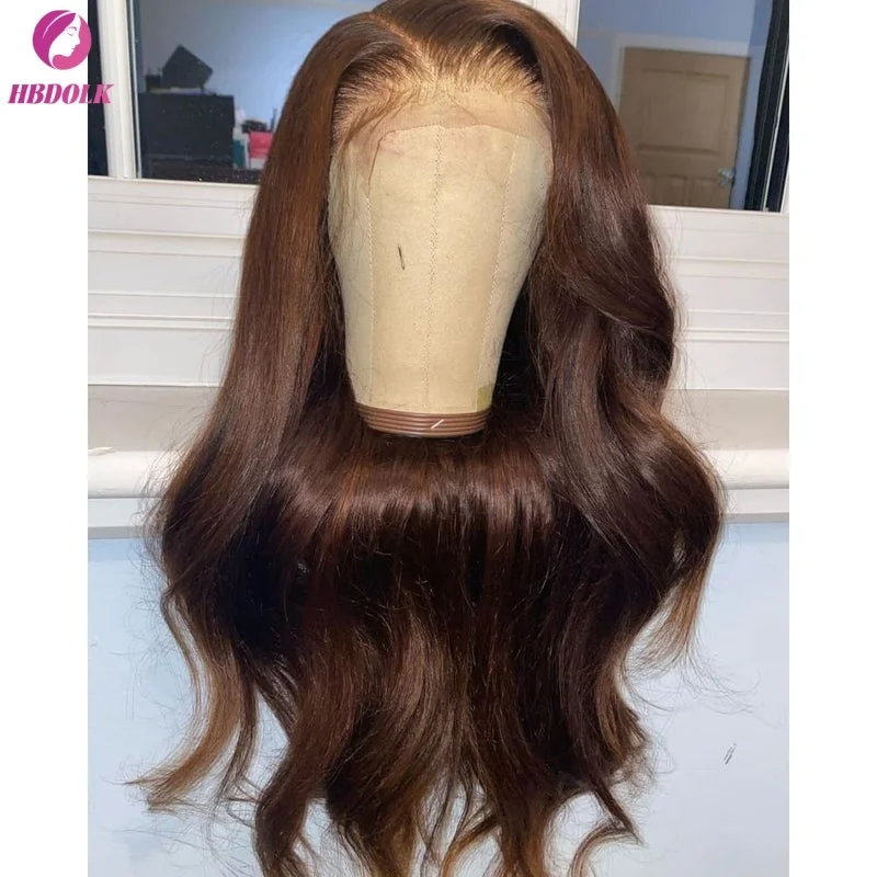 Body Wave #4 Chocolate Brown 13x4 HD Lace Full Frontal Wig Lace Front Colored 34 Inch Human Hair Wigs For Black Women 2