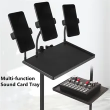 

Live T2 Large Microphone Stand Tray With Phone Holder Clip Microphone Stand Soundcard Tray Bracket Guitar Performance Live