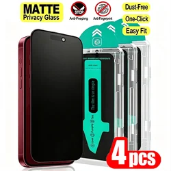 4 - Pack Full Coverage Matte Privacy Screen Protector with Dust - Free Installation - Tempered Glass Film for iPhone 15 Plus