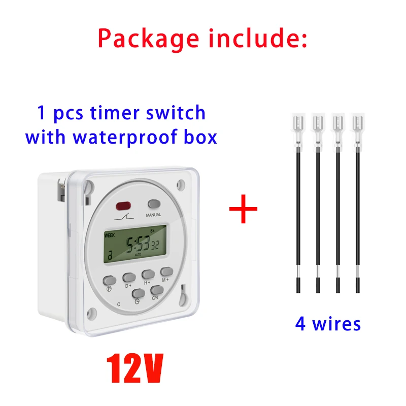 2x 12V Zeitschaltuhr CN101A - Programmierbarer Digital Timer Mit Wasserdichtem Gehäuse