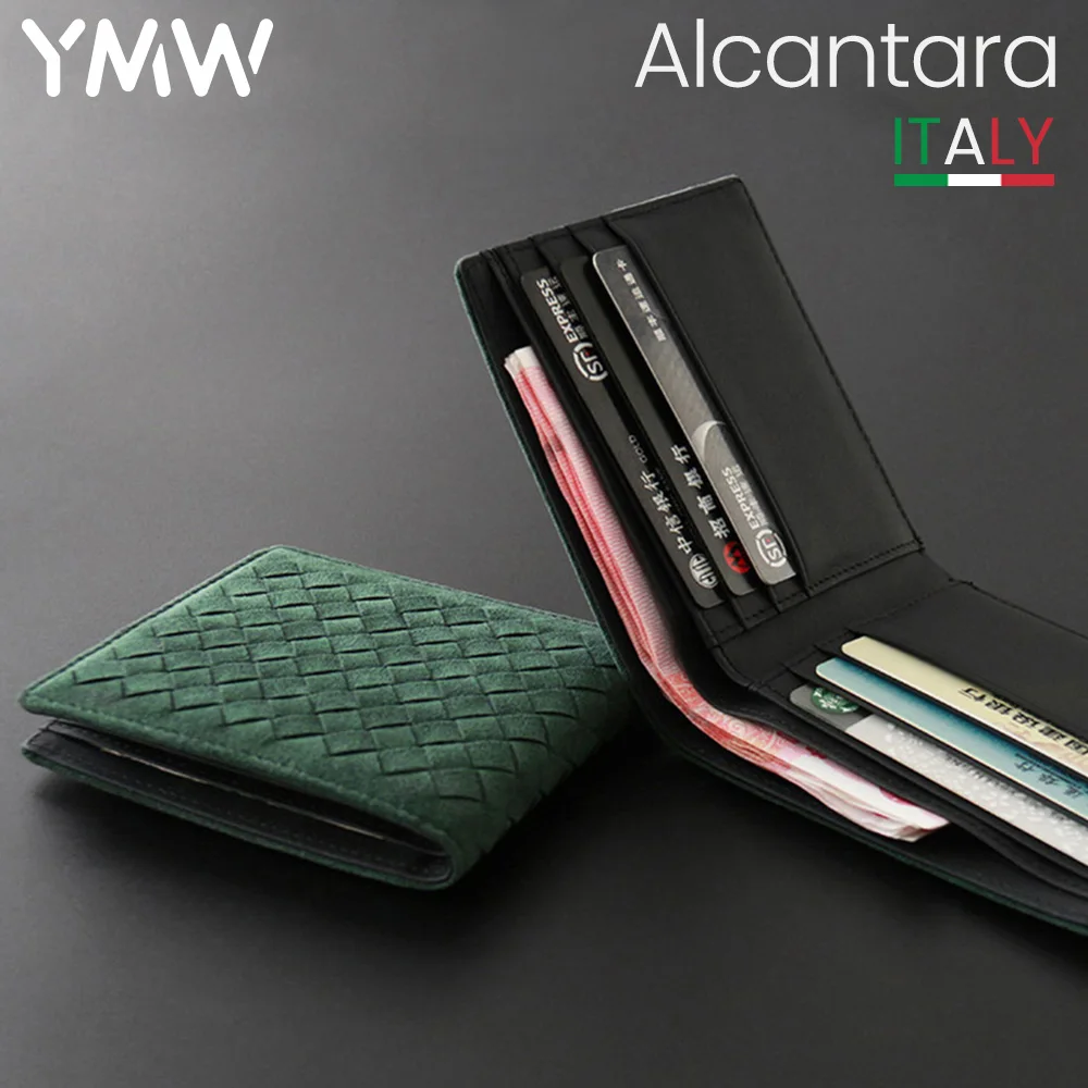 

YMW ALCANTARA Weave Wallet Women & Man Card Holder Bag Luxury Artificial Leather Slim Cards Small Thin Card Package