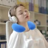 5 colors of silicone inflatable travel neck pillow, portable suede PVC travel pillow, comfortable support for head and neck 6