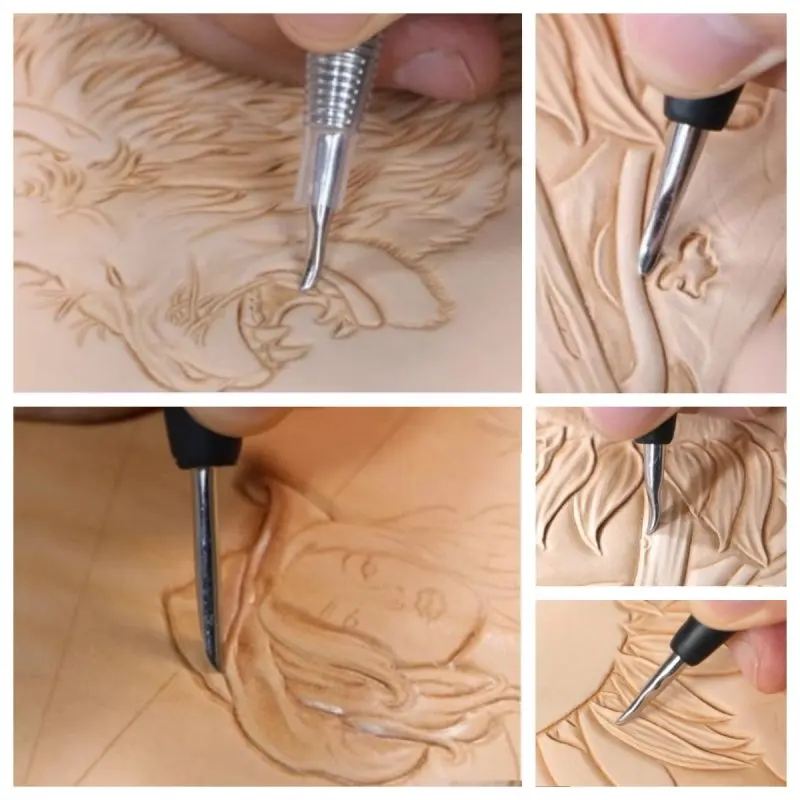 Stainless Steel Press Wipe Tool Sculptural Carving Knife DIY Leather Handicrafts Leather Belt Watchband Stereotyped Outline Tool