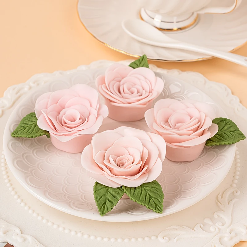 Rose Shape Cutting Mold Set Polymer Clay Cutter Three-dimensional Rose DIY Fondant Cake Decoration Ornaments Clay Tools 3pcs