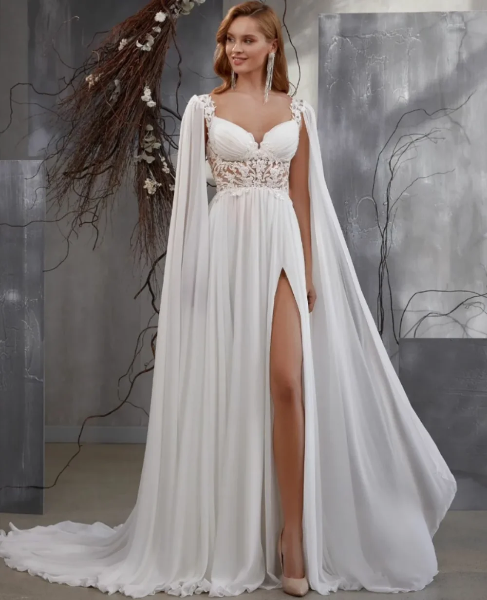 

Женское платье с открытой спиной It's yiiya, белое шифоновое платье-трапеция с рукавами-крылышками, аппликацией и V-образным вырезом на лето 2024