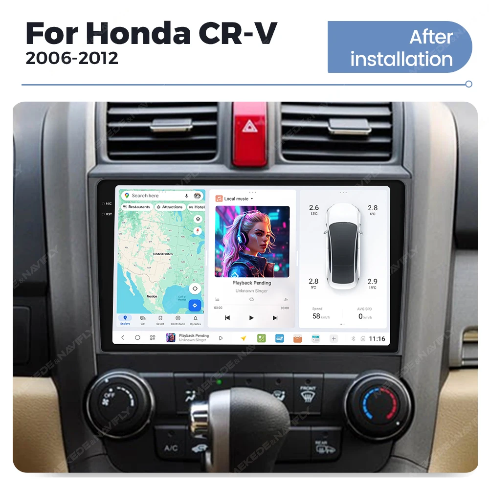 DUDUAUTO Android 13 Carplay Smart Auto Radio Für Honda CR-V 3 RE CRV 2007-2011 Auto Multimedia Video Player GPS Navigation 2 Din – Detail 4